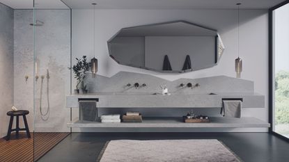 Bathroom vanity with large countertop