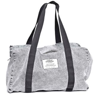 Cheap Monday Square Weekend Bag in light grey denim look with black straps