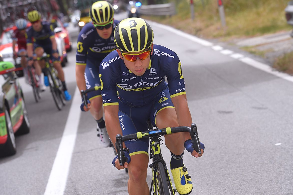 Orica-Scott gearing up for the coming sprint on the Giro d'Italia's seventh stage