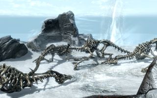 Best Skyrim mods — a gathering of animated dragon skeletons.