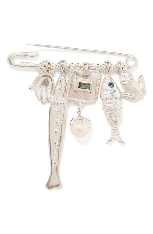 Charm Safety Pin Brooch