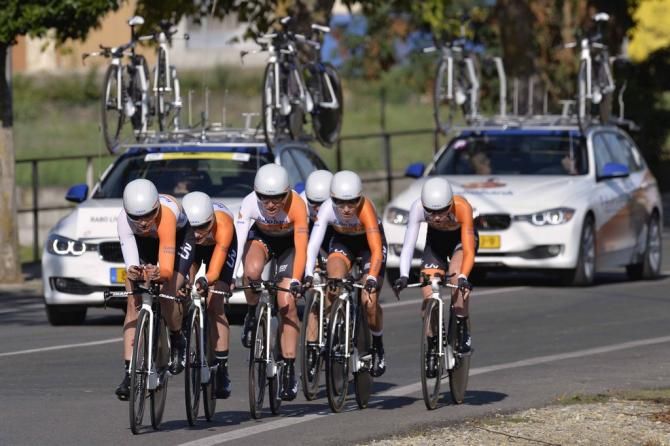 Rabo-Liv were on track for a podium place until crashing out