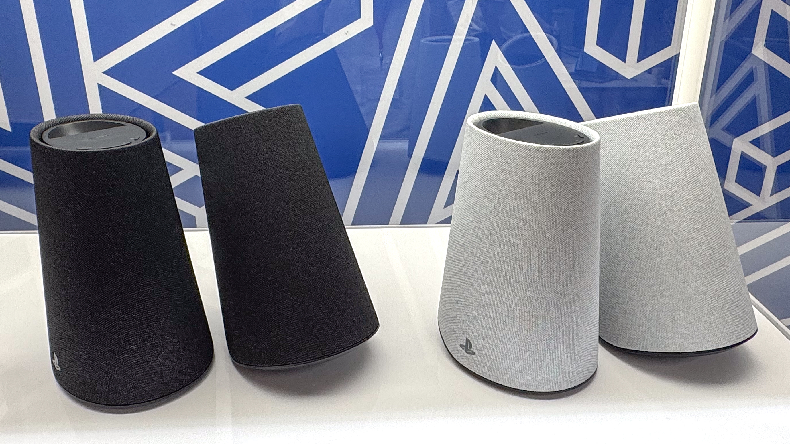 Pulse Elevate Speakers in a glass cabinet