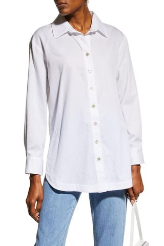 white button-down shirt