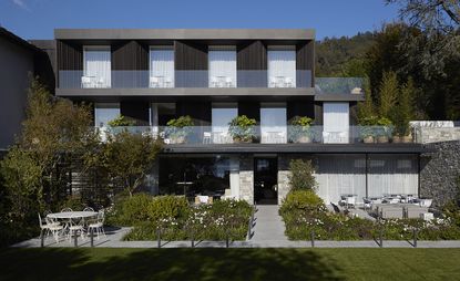 Exterior view of hotel balconies