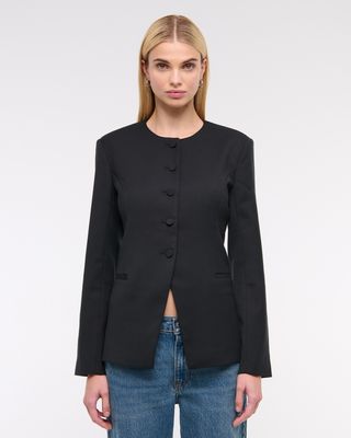 Collarless Suiting Blazer