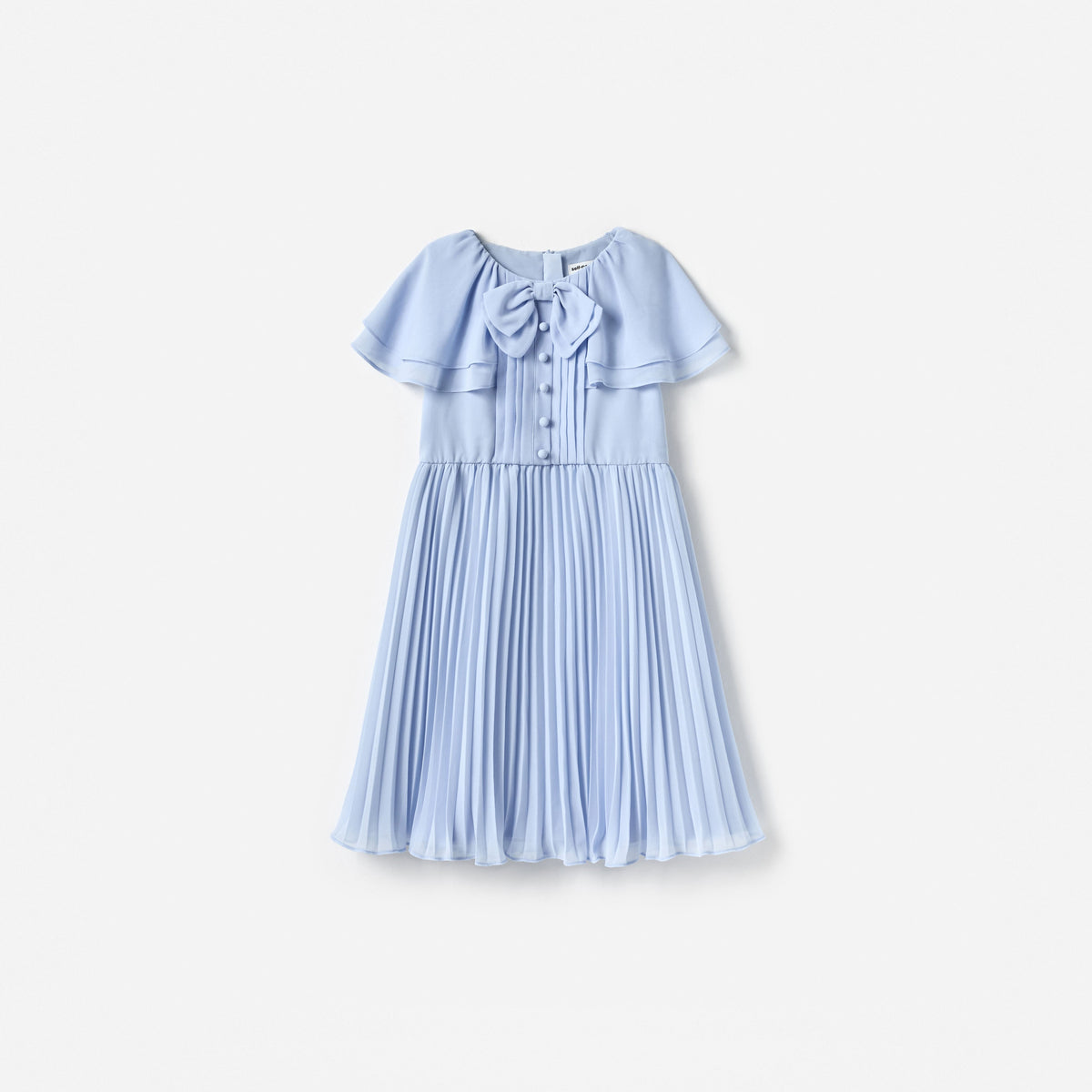 Blue Pleated Chiffon Dress