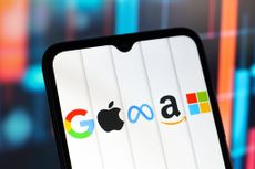 AI giants Google, Apple, Meta, Amazon and Microsoft on a smartphone screen