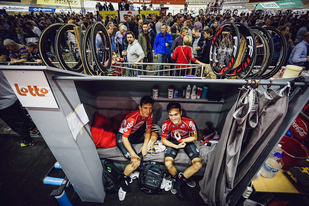 Lotto's Jasper De Buyst and Tosh van der Sande at the Gent Six Day