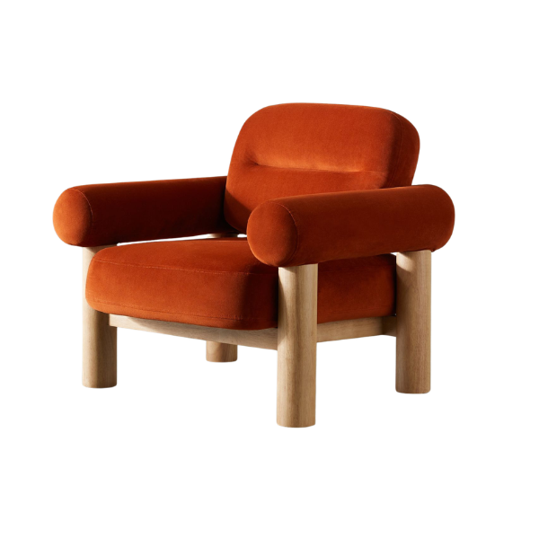 Made, Maxton Chair in Velvet Cinnamon Orange