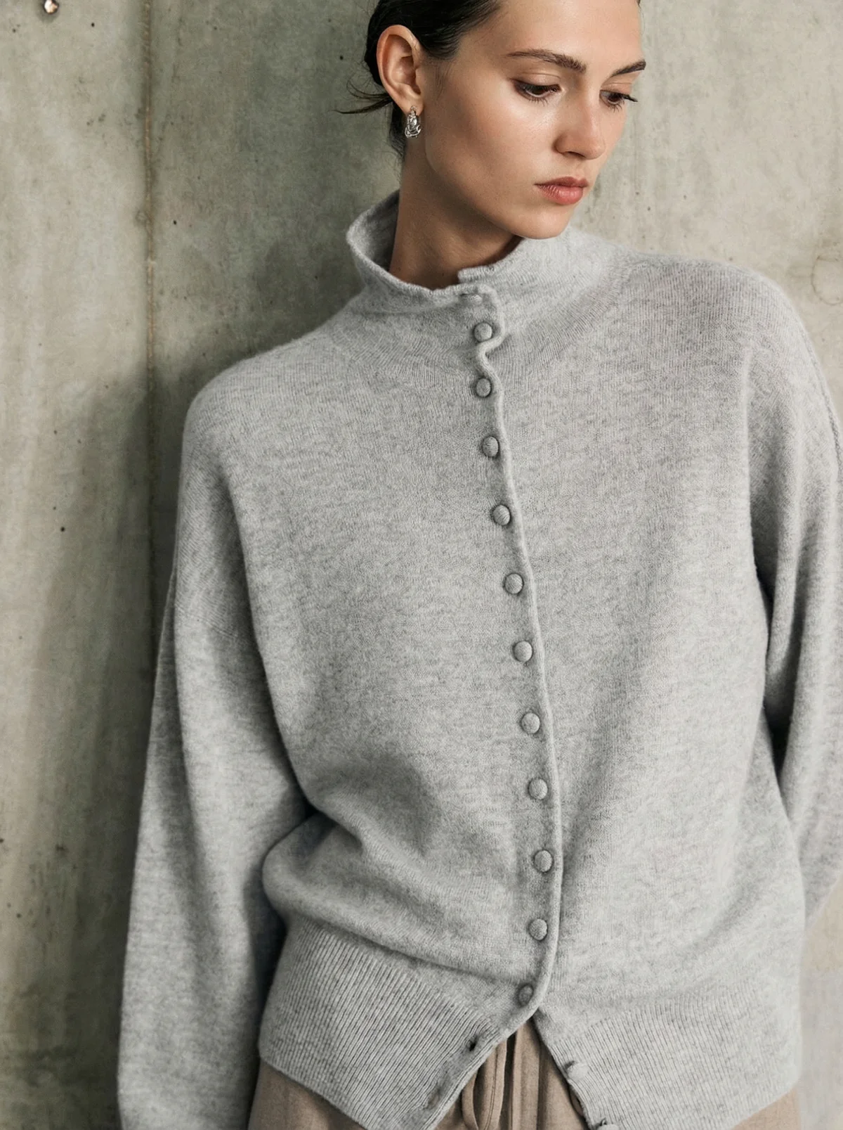 Atorie, Convertible Stand-Collar Cardigan