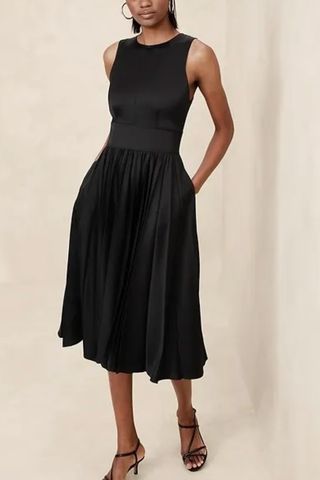 Ness Pleated Satin Midi Dress