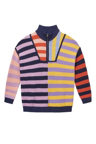 STAUD Hampton Colorblocked Striped Sweater