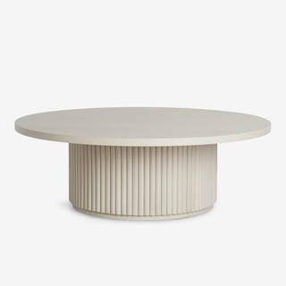 fluted white pedestal coffee table
