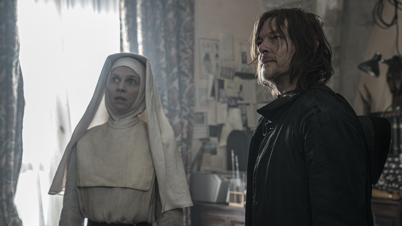 Daryl and Sister Isabelle in Abbey on The Walking Dead: Daryl Dixon