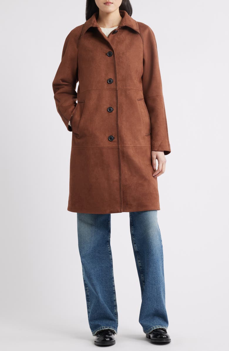 Paneled Faux Suede Coat