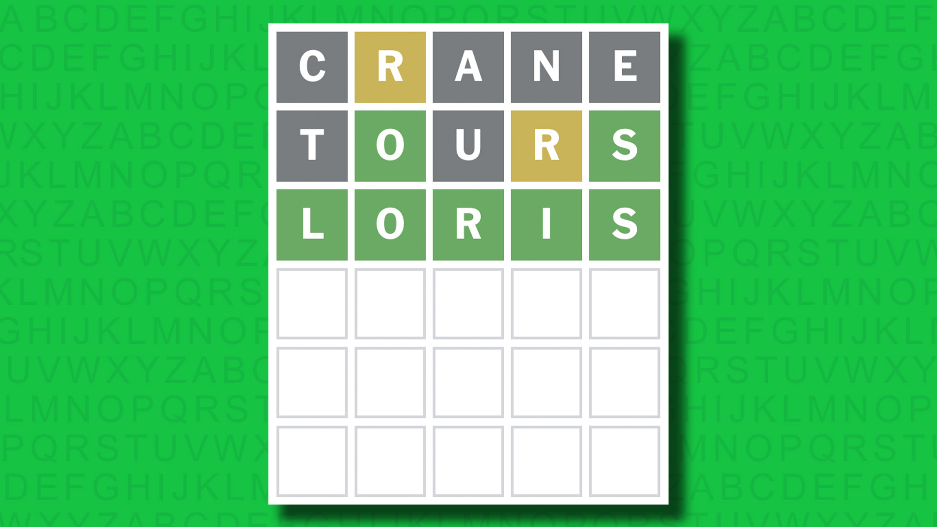 NYT Wordle answer for game 1490 on a green background