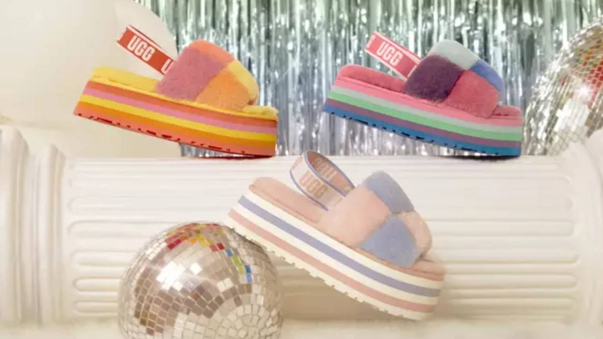 UGG launches fluffy rainbow sliders to celebrate pride month