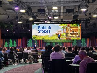 Patrick Stokes speaking at Dreamforce 2023