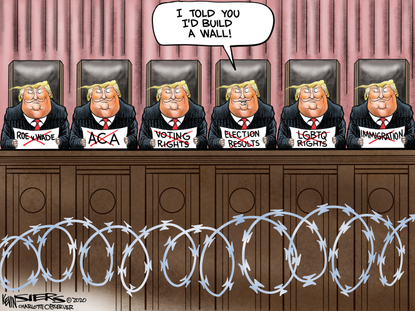 Political Cartoon U.S. Trump SCOTUS wall