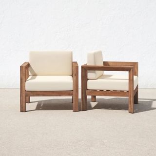 AllModern two seat patio set of cushioned armchairs