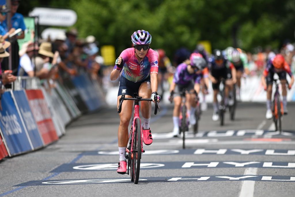 Chloe Dygert (Canyon-SRAM zondacrypto) scores the win in Stirling on stage 3 of the Santos Women&#039;s Tour Down Under