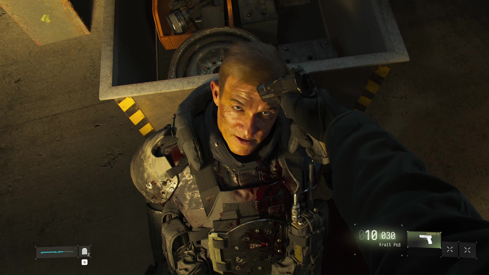 Holding a handgun to an exhausted, injured enemy's head in Call of Duty Modern Warfare 4