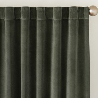 Velvet Twill Blackout Curtain in Moss (50" W x 84" L)