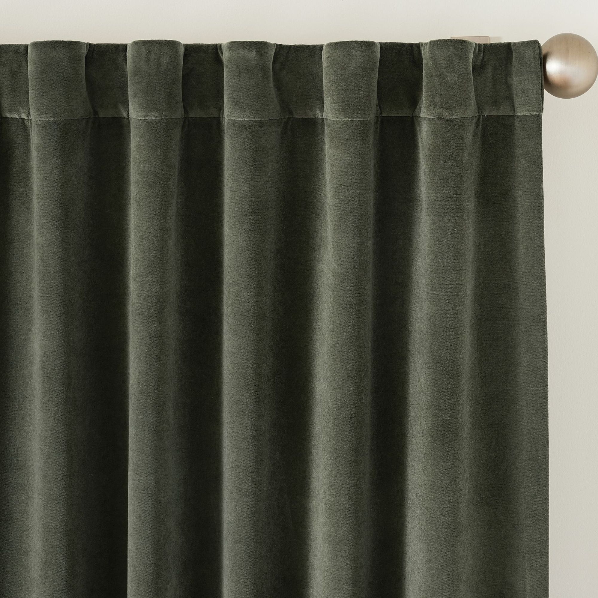 Velvet Twill Blackout Curtain in Moss (50