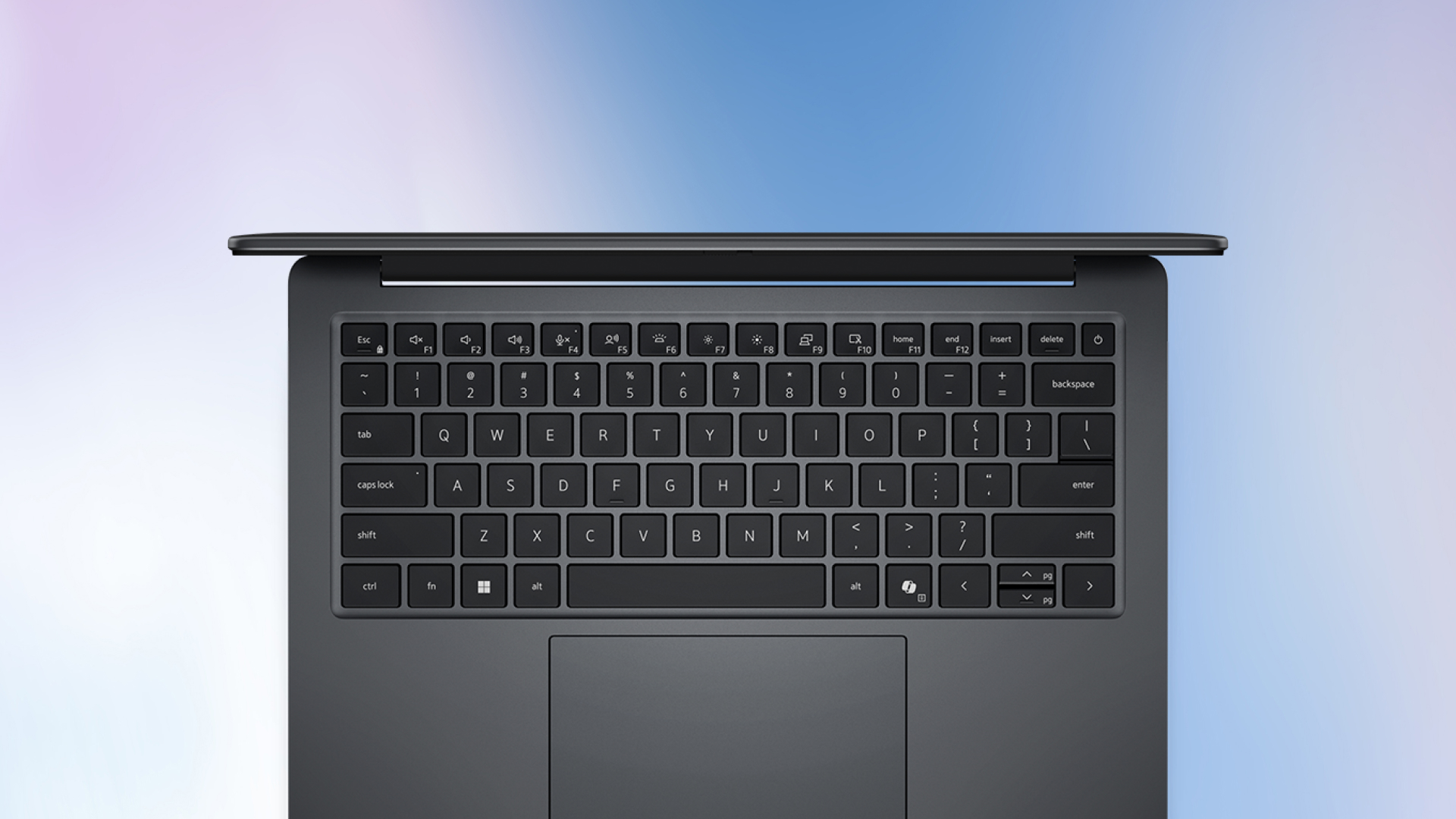 Dell Pro laptop top-down view of keyboard