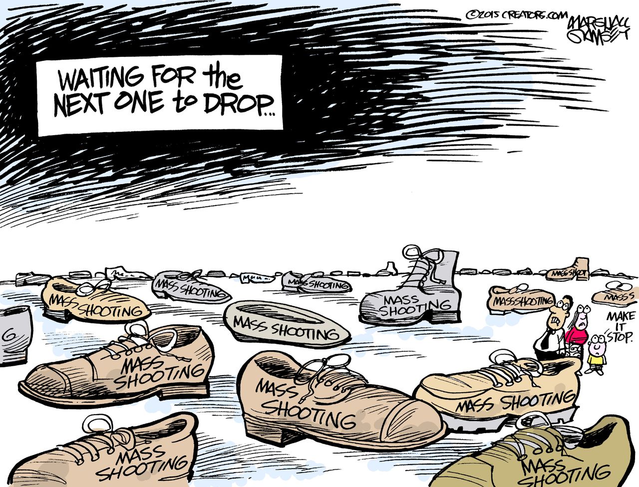 Editorial cartoon U.S. Mass Shootings Waiting