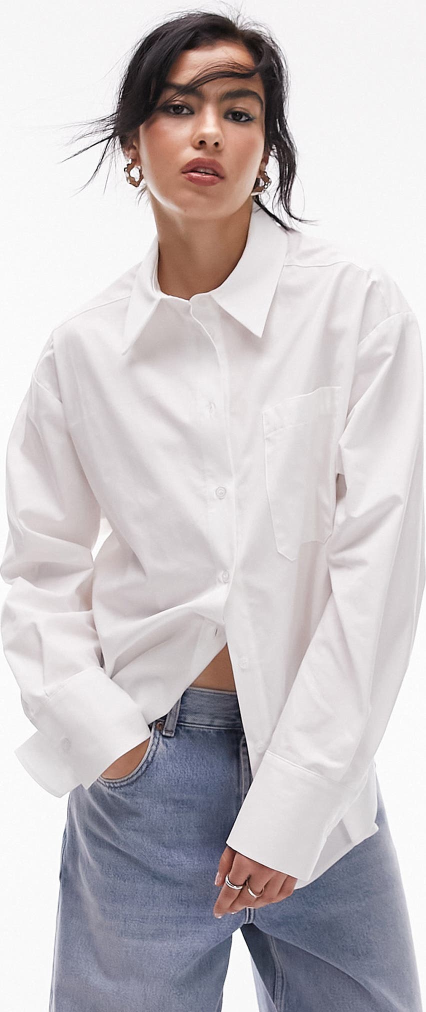 Oversize Cotton Poplin Button-Up Shirt