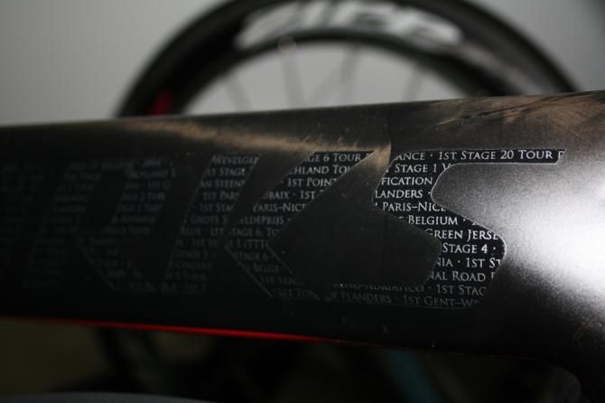 Tom Boonen's Venge has all his wins decorating the down tube