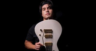 Bastian Martinez, aka Baxty, pictured with his Kiesel 7-string