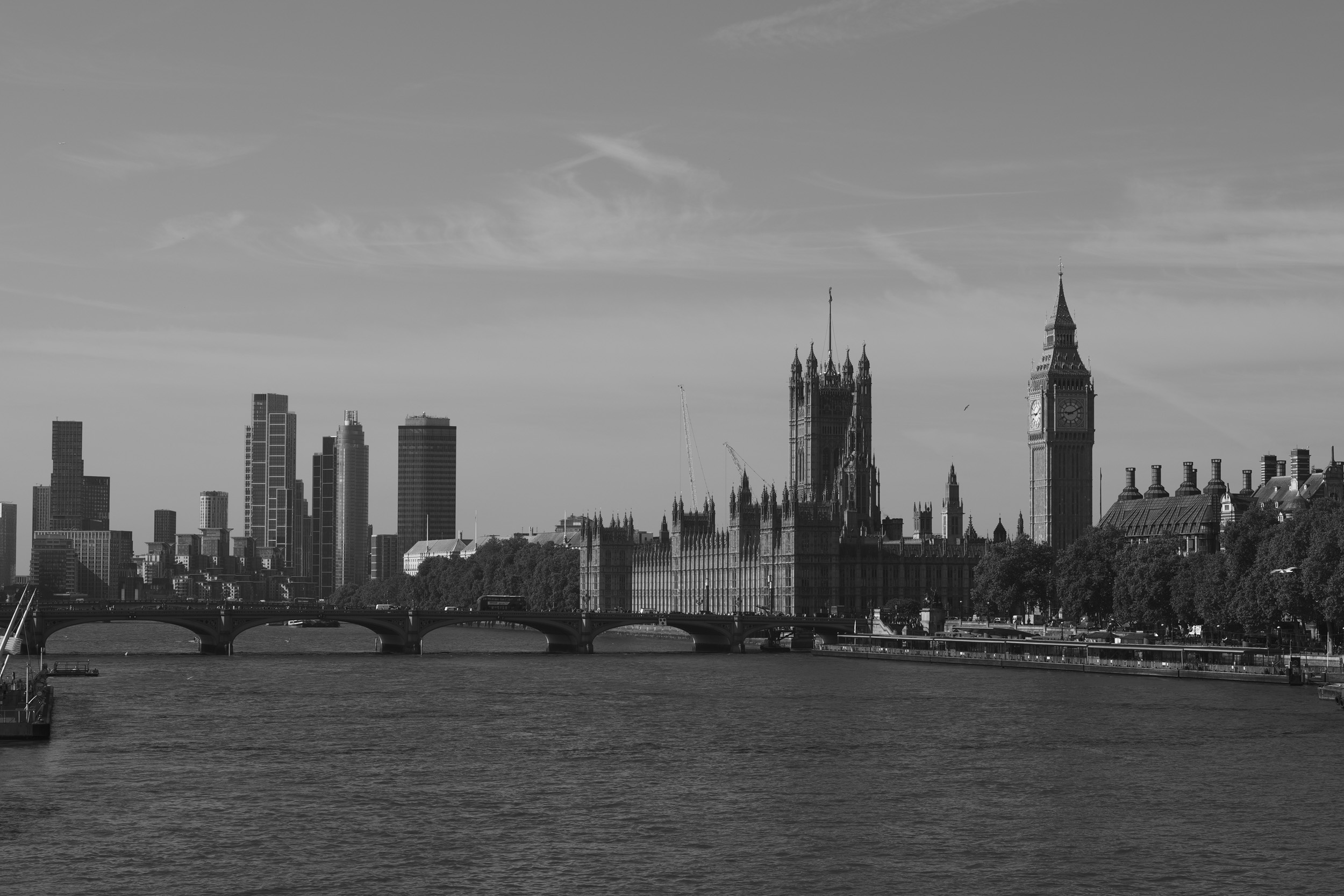 Panasonic Lumix S1 II image gallery: monochrome, River Thames and Big Ben on horizon