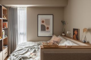 Bedroom in studio at Wembley Ark, a co-living concept designed by Holloway Li