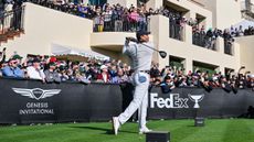 Tiger Woods tees off at the Genesis Invitational