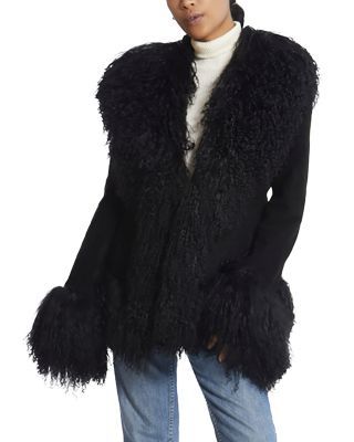 Dorothy Suede & Shearling Trim Coat