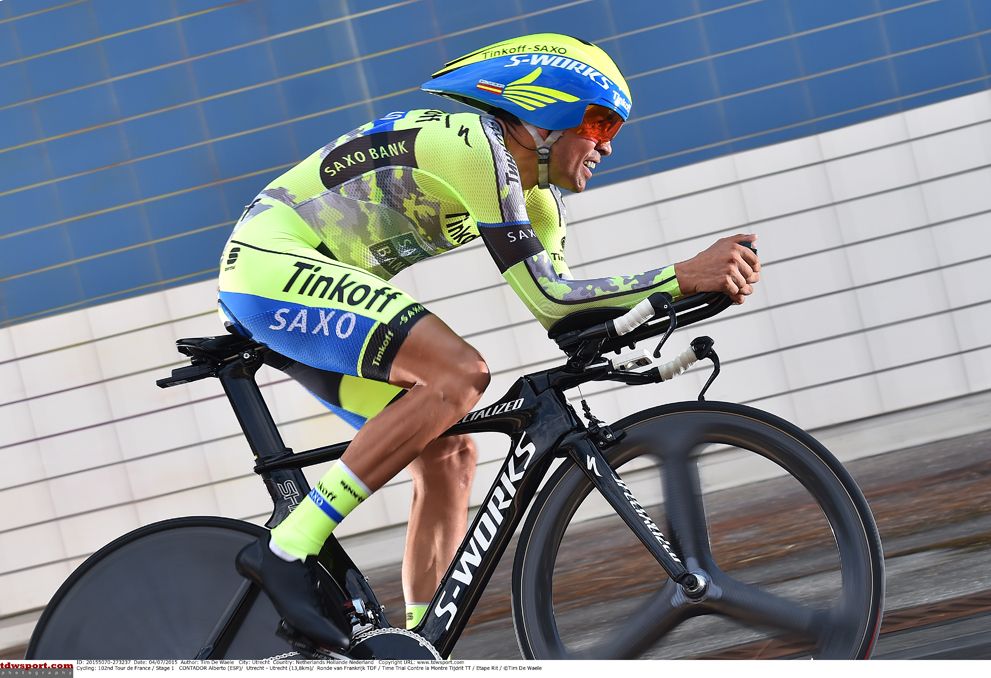 Alberto Contador (Tinkoff - Saxo) starts his Tour de France