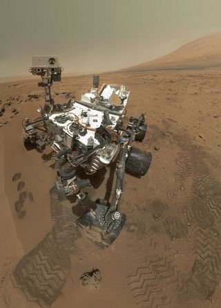 The Curiosity Rover took this composite self-portrait in the Rocknest sand patch on Mars. Tests of soil at the site suggest that troublesome chemicals called perchlorates are common on the Red Planet.
