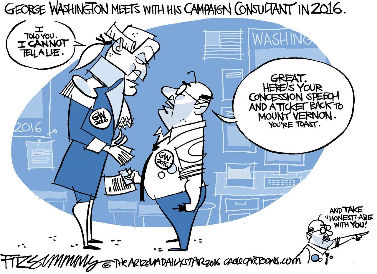 Editorial cartoon U.S. George Washington 2016 presidential run