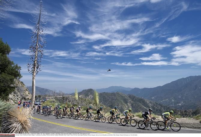 The peloton welcomes slightly cooler temperatures during Stage 7 at the Tour of California
