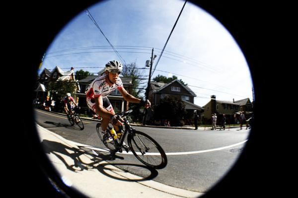Bobby Lea (New Zealand Procycling) pushes the limits on one of the many turns on the new course.