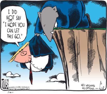 Political cartoon U.S. Trump Russia Comey scandal GOP loyalty