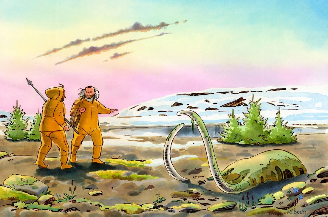 An illustration of the ice age landscape that early Native Americans would have encountered.