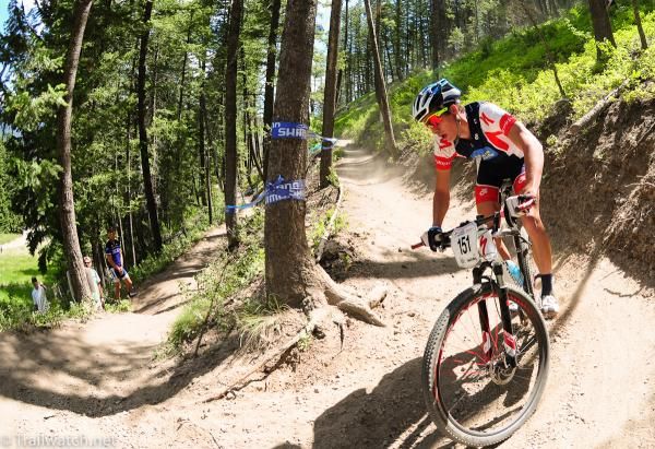 Zach Valdez (Whole Athlete / Specialized) rounds a switchback