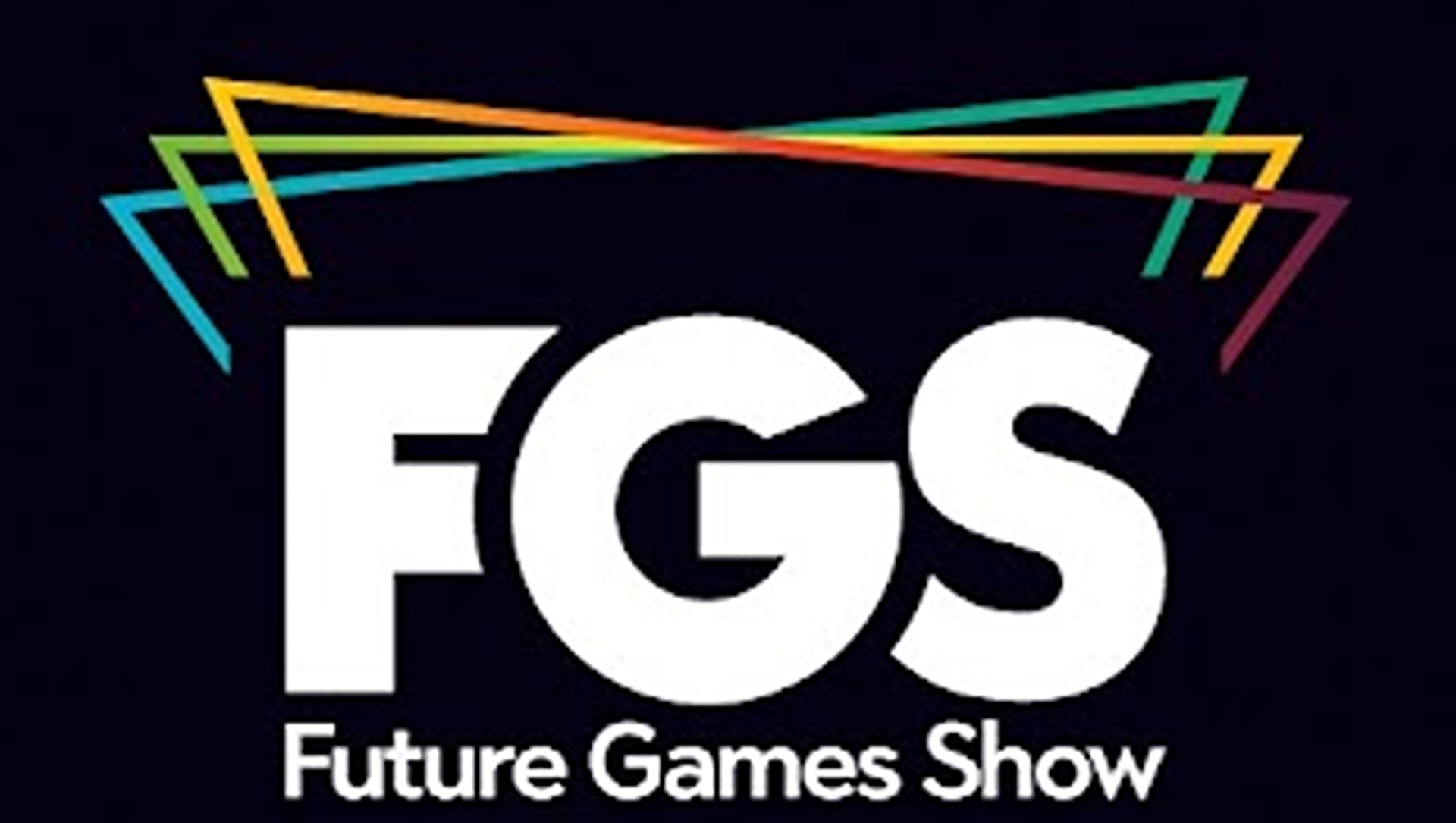 The words 'FGS, Future Games Show' displayed on a black background with green, yellow, blue, and red lines displayed on the top.