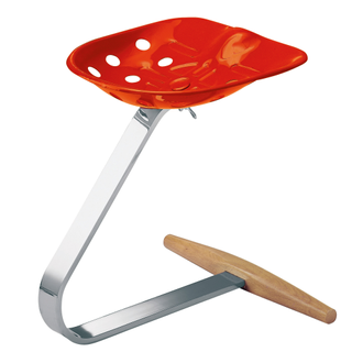 Product shot of red zanotta stool 
