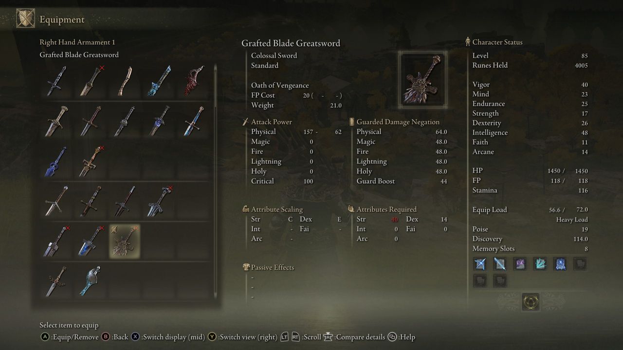 grafted blade stats