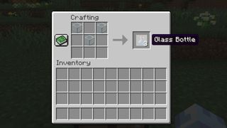 Minecraft potions - glass bottles being made on the crafting table